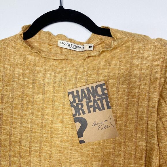 New Chance or Fate Medium Pumpkin Spice Orange Mock Neck Long Sleeve Ribbed Top - Picture 7 of 9